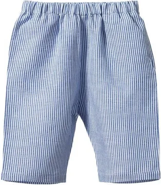 Nature Baby Dae Organic Cotton & Linen Pants in Blue Stripe at Nordstrom, Size 12-24M