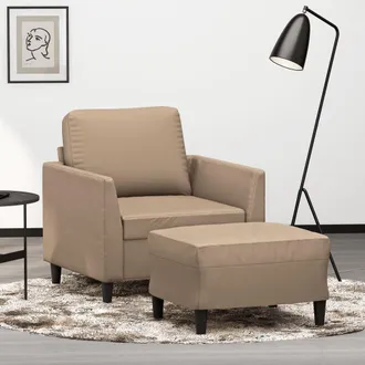 vidaXL Vidaxl - Sill&oacute;n Con Taburete Cuero Sint&eacute;tico Color Capuchino 60 Cm