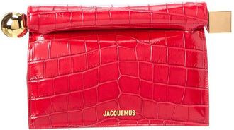 Jacquemus Rond Carre Croc-Embossed Leather Clutch
