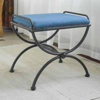 International Caravan Inc Iron Upholstered Vanity Stool