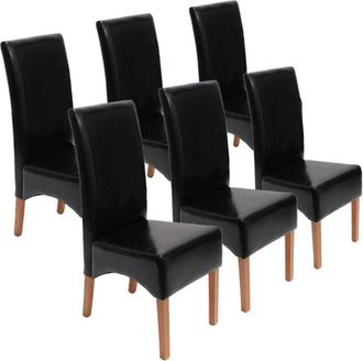Hhg Hhg - Lote De 6 Sillas De Comedor Silla De Cocina Silla Latina, Cuero, Negro, Patas Claras