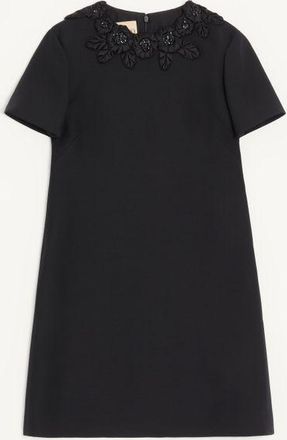Valentino Abito Corto In Crepe Couture Ricamato Donna NERO 36