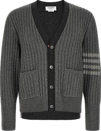 Thom Browne 2-in-1 V-hals Vest - Heren - Vesten - Grijs - M - Wol - Truien & Vesten