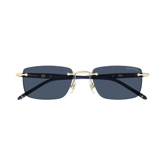 Montblanc Rimless Rectangular Sunglasses with Gold Accents