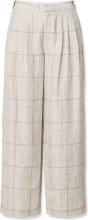 Rag & Bone Chappel Plaid Wide Leg Linen Pant in White Multi at Nordstrom, Size 16