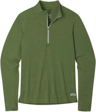 Stio | Mens Basis PeakWool Midweight Half Zip Top, Size Extra Large in Pine Forest