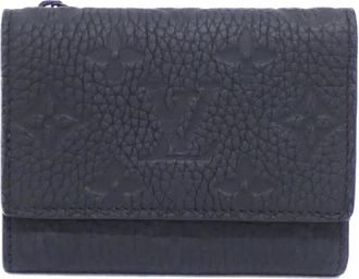 Louis Vuitton Black Leather Wallet (Tri-Fold) (Pre-Owned)