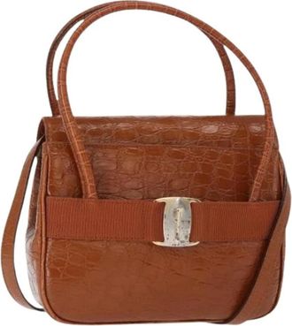 Ferragamo Pre-owned Handbags, female, Brown, Size: ONE SIZE Pre-owned Leather Handbag