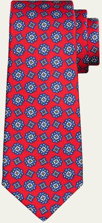 Kiton Mens Abstract Medallion Silk 7-Fold Tie
