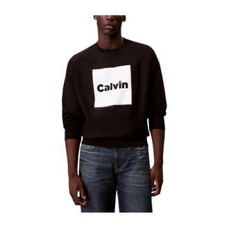 Calvin Klein Hoodies & sweatvesten, Heren, Zwart, XL, Sweatshirt met Ronde Hals