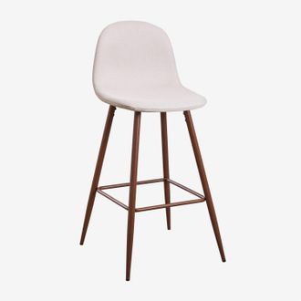 Sklum Sklum - Pack De 4 Taburetes Altos Glamm Beige Crema Madera Oscura