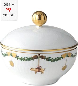 ROYAL COPENHAGEN Star Fluted Christmas Sugar Bowlwith $9 Credit
