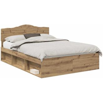 vidaXL Estructura De Cama Con Cabecera Roble Artesanal 140 X 190 Cm Vidaxl