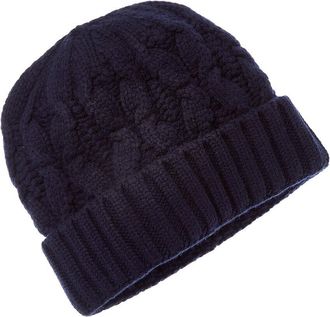 Amicale Cashmere Chunky Cable Cuffed Wool & Cashmere-Blend Hat