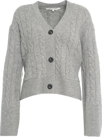 Second Female Cable Knit Cardigan With V-Neckline And Button Closure
