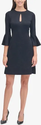 Tommy Hilfiger Bell Sleeve Jacquard Dress In Black