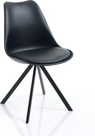 Oresteluchetta Juego De 4 Sillas Dise&ntilde;o Contempor&aacute;neo De Polipropileno Y Eco Cuero Smart Slim - Negro