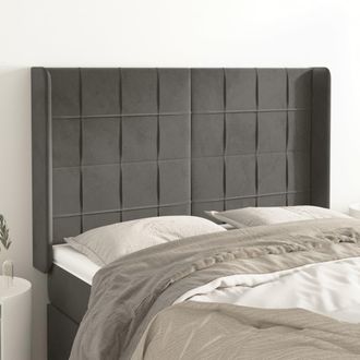 vidaXL Cabecero Con Orejas De Terciopelo Gris Oscuro 147x16x118/128 Cm Vidaxl