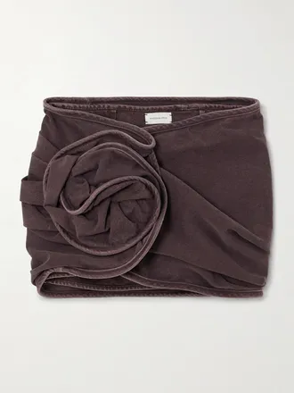 Magda Butrym Minigonna In Denim Con Arricciatura - Marrone