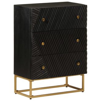 vidaXL C&oacute;moda Madera Maciza De Mango Y Hierro Negro 55x30x76 Cm Vidaxl