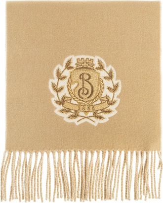 Burberry Accessoires, unisex, Beige, ONE Size, Leer, Sjaal met geborduurd logo