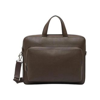 Calvin Klein Pebbled Leather Aktetas - Heren - Laptoptassen - Bruin - ONE Size - Polyester - Tassen