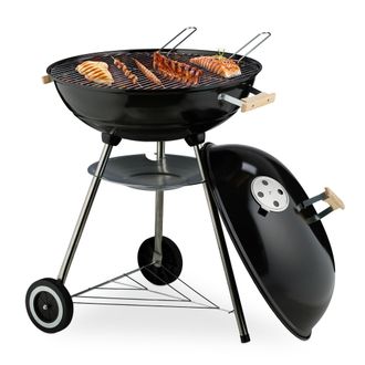 Relaxdays Relaxdays Barbacoa Carb&oacute;n, 54 Cm &Oslash;, Bbq Exterior, Parrilla Para Brasas Con Ruedas Y Soporte, Recoge Cenizas, Negro