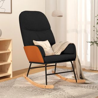vidaXL Silla Mecedora De Tela Negra Vidaxl
