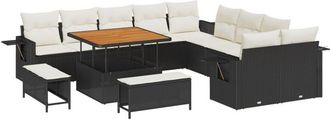 vidaXL Garden Sofa Set with Storage 13 pcs Black Poly rattan Vidaxl