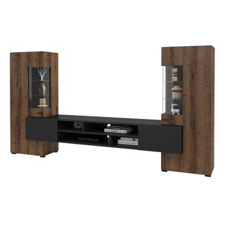 Petits Meubles Conjunto de muebles tv y 2 armarios paneles laminados madera wengu&eacute;