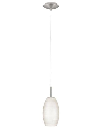 Eglo Eglo Batista 1 1 Light Mini Pendant With Matte Nickel Finish & White Glass Shade