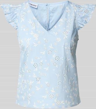 Pieces Regular Fit Blusentop aus reiner Baumwolle Modell BANNA in Hellblau, Gr&ouml;&szlig;e XS