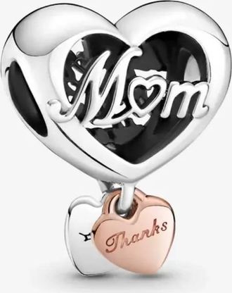 Pandora Mum And Heart Sterling Silver And Rose Charm