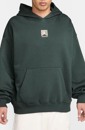 Nike Jordan Graphic Print Brooklyn Fleece Hoodie in Midnight Green/Sail at Nordstrom Rack, Size Xx-Large