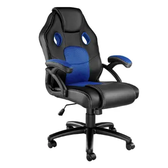 TecTake Silla gaming de escritorio giratoria con respaldo ajustable, azul