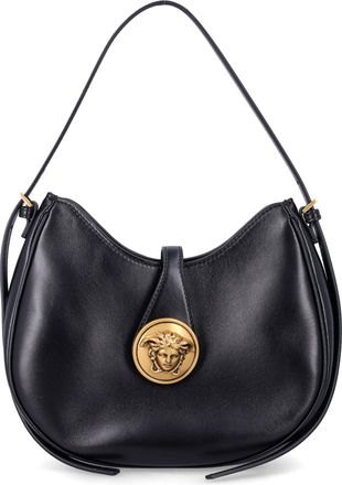 Versace Small Hobo Crescent Leather Shoulder Bag