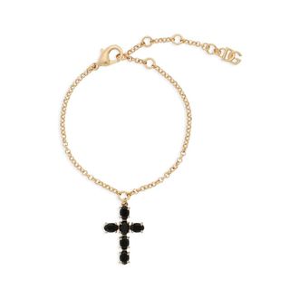 Dolce & Gabbana Accessoires, Dames, Geel, ONE Size, Kristallen Kruis Armband