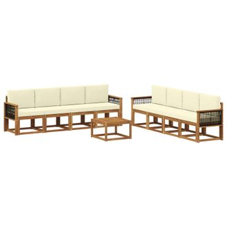 vidaXL Conjunto De Sof&aacute;s De Exterior Con Coj&iacute;n 7 Pcs Natural Y Crema Vidaxl