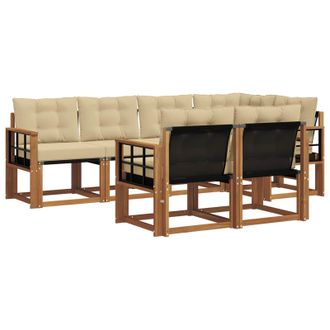 vidaXL Conjunto De Sof&aacute;s De Exterior Con Coj&iacute;n 7 Pcs Natural Y Beige Vidaxl