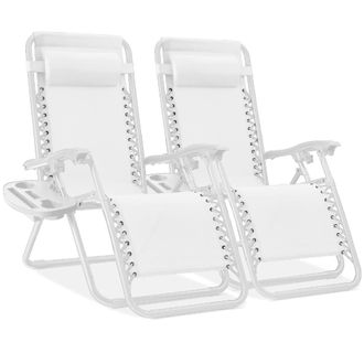 Best Choice Products Set of 2 Zero Gravity Lounge Chair Recliners for Patio, Pool w/ Cup Holder Tray