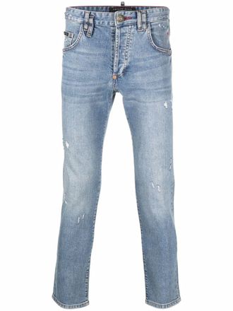 Philipp Plein Jeans slim con ricamo - Blu