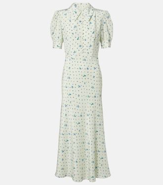 Alessandra Rich Floral silk midi dress