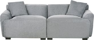 Beliani Sof&aacute; Moderno Escandinavo De Tela De 3 Plazas De Poli&eacute;ster Cojines Adicionales Asiento Grueso Gris Korio