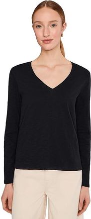 Lilla P Long Sleeve V-Neck Womens Clothing Black 1 : XS, Cotton