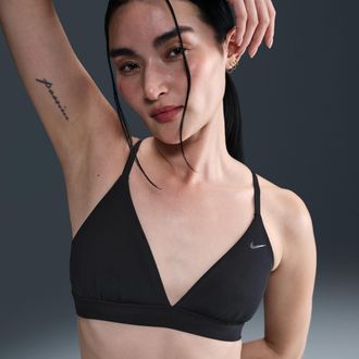 Nike Womens Form Light-Support Non-Padded Triangle Sports Bra in Black | HQ7003-011