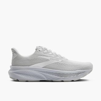 Brooks Womens Ghost 17 Road Running Shoes In White/grey