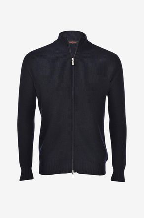 Gran Sasso Rippstrick-Cardigan aus Schurwolle mit Reissverschluss