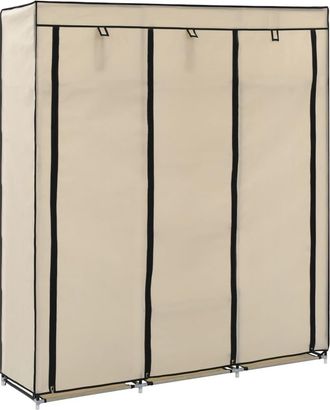 vidaXL Armario Con Compartimentos Y Varillas Tela Crema 150x45x175 Cm Vidaxl