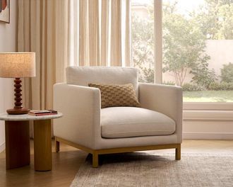 Castlery Owen Armchair, Basketweave Cream (Blonde Oak) for Castlery Chairs