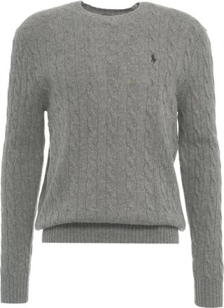 Polo Ralph Lauren Grijze Gebreide Kleding voor Mannen Aw 24 - Heren - Ronde hals truien - Grijs - M - Wol - Truien & Vesten
